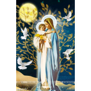 Tranh công giáo mẹ Marria bế babby nhỏ bé bên ánh trăng