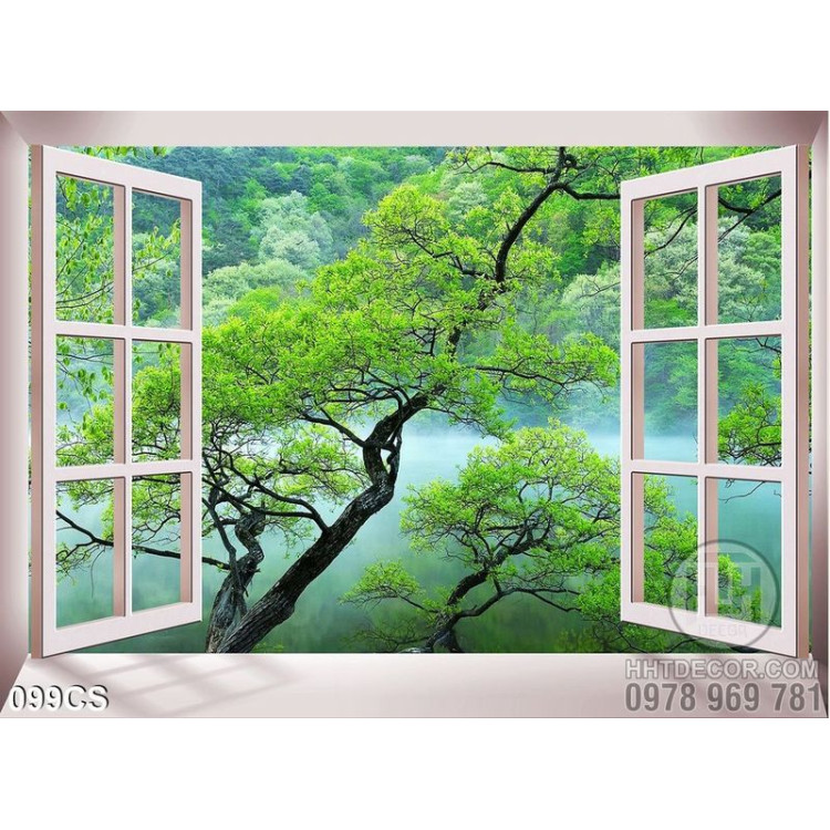 Tranh cửa sổ và rừng cây