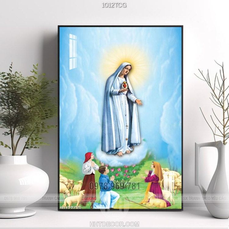 Tranh công giáo 3dđức mẹ Maria ban bình an đến vạn vật