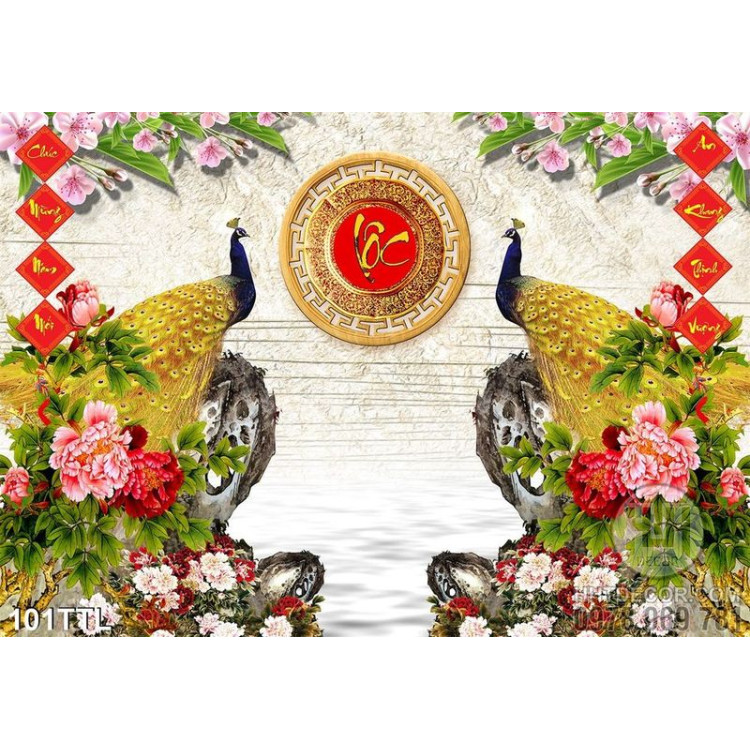 Tranh Tài Lộc, tranh Tết chim công trang trí