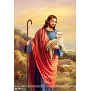 Tranh công giáo chúa Giêsu đang ôm chú cừu trong lòng