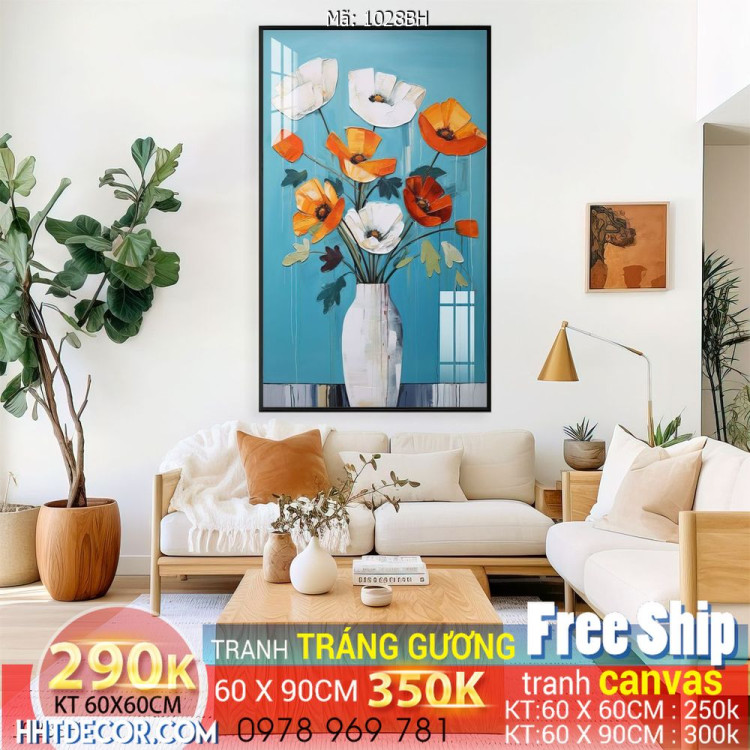 Tranh bình hoa decor đẹp decor tường nhà trang trí