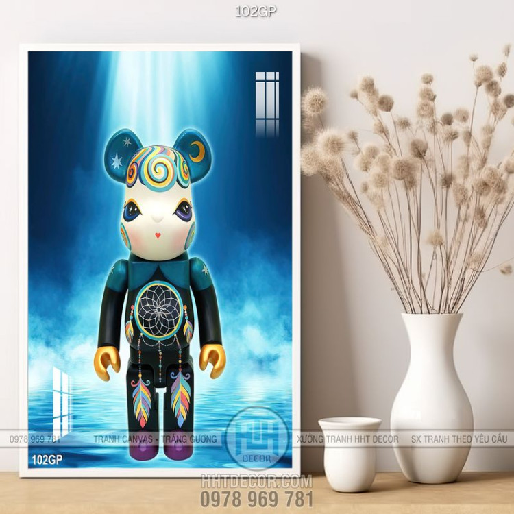 Tranh gấu bearbrick treo tường nổi bật