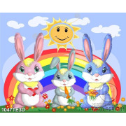 Tranh 3 chú thỏ con trang trí phòng trẻ em đẹp