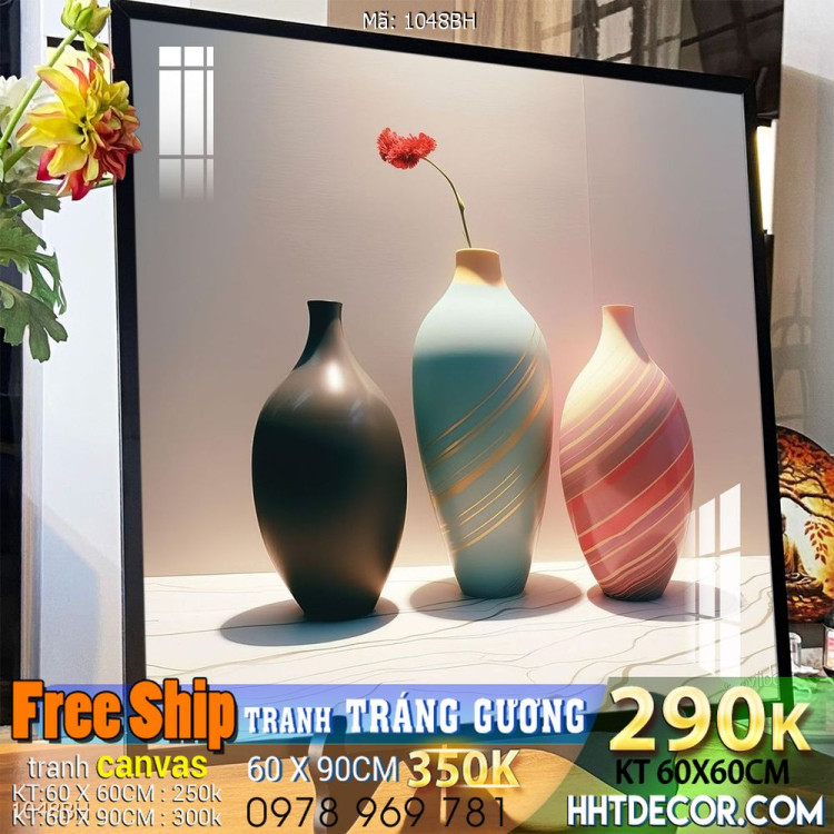 Tranh bình hoa decor đẹp decor tường nhà trang trí