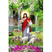 Tranh công giáo 3d tình yêu thương của chúa bên đàn cừu