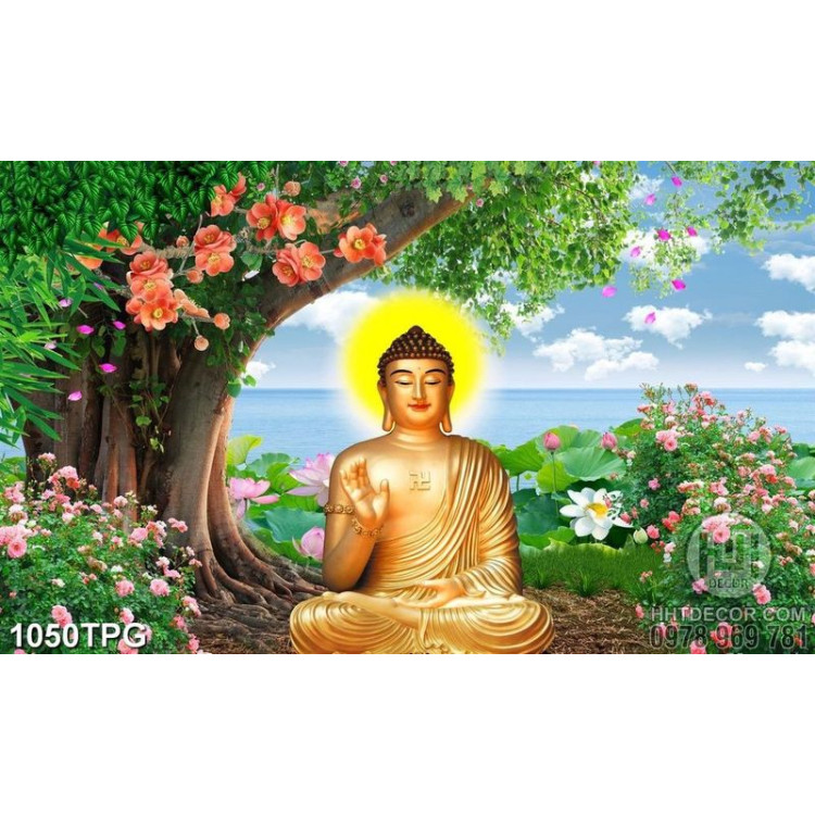 Tranh tượng Phật Tổ dưới cây bồ đề
