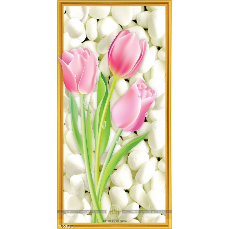 Tranh psd bếp vẽ hoa tulip sắc nét
