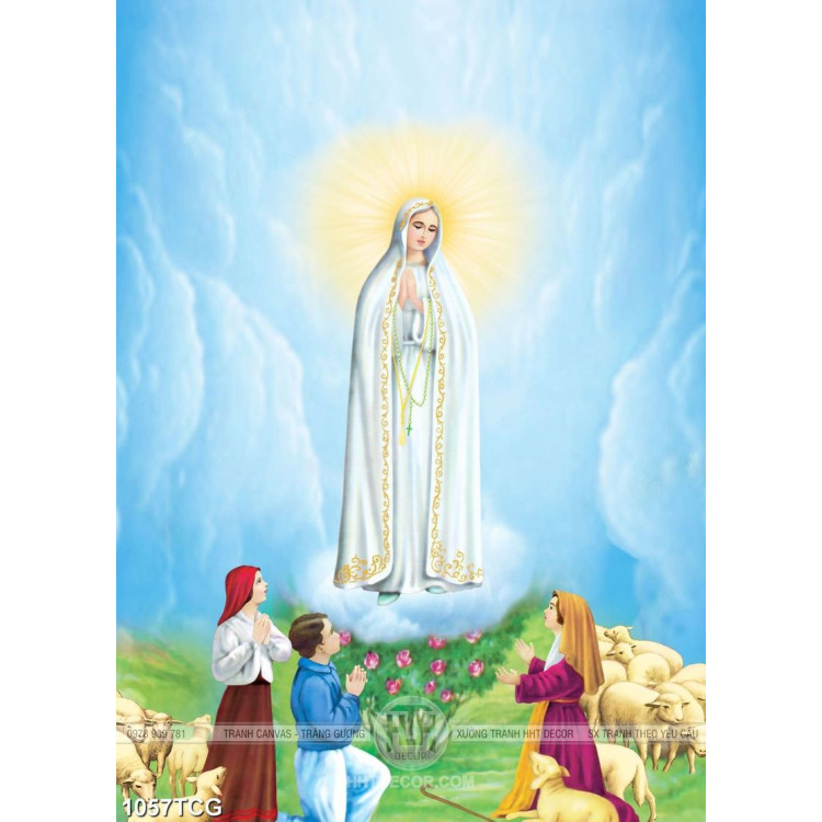 Tranh công giáo in uv mẹ Maria ban phước lành cho con dân