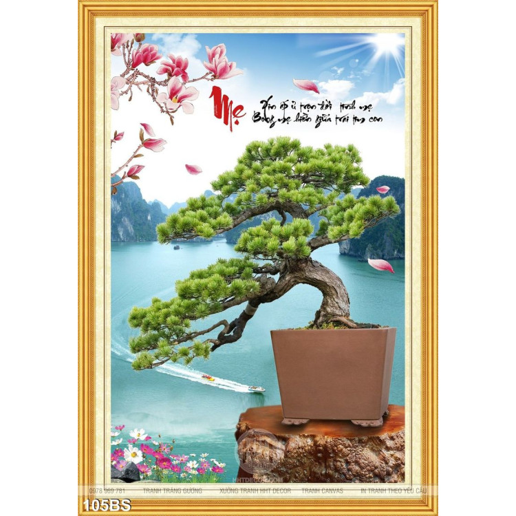 Tranh bonsai và vịnh hạ long 