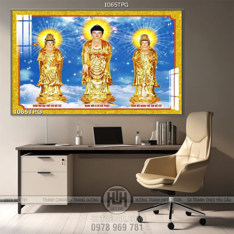 Tranh 3 Tượng Phật bằng vàng