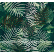 Tranh rừng lá xanh vẽ trên tường quán cà phê in uv