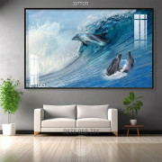 Tranh Đại Dương, cá heo 3D treo tường phòng khách