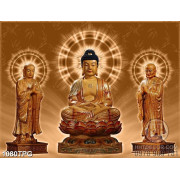 Tranh 3 tượng Phật điêu khắc chất lượng cao