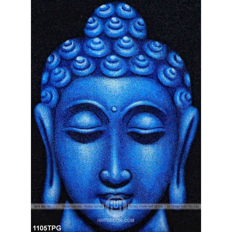 Tranh Tượng điêu khắc Phật màu xanh