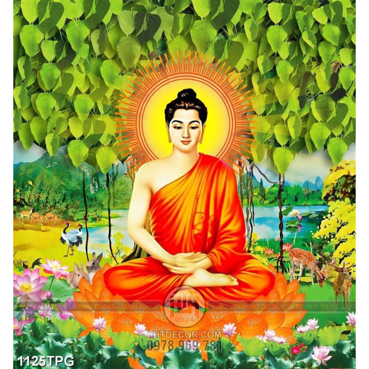 Tranh Phật dưới cây bồ đề
