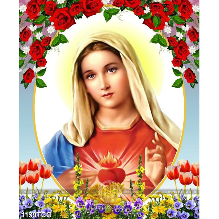 Tranh Trái tim Mẹ Maria kích thước lớn