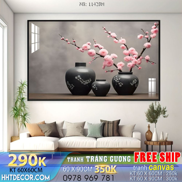 Mẫu tranh bình hoa nghệ thuật decor tường 