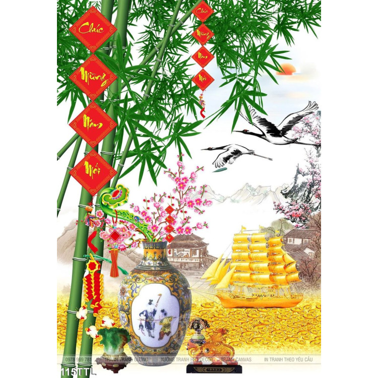 Tranh Tài Lộc, tranh Tết Bình hoa trang trí