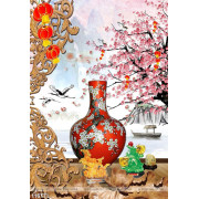 Tranh Tài Lộc, tranh Tết bình hoa phong thủy đẹp