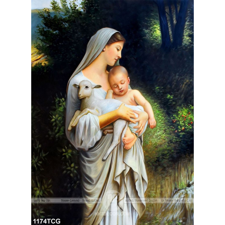 Tranh Mẹ Maria và Chúa Hài Đồng siêu nét