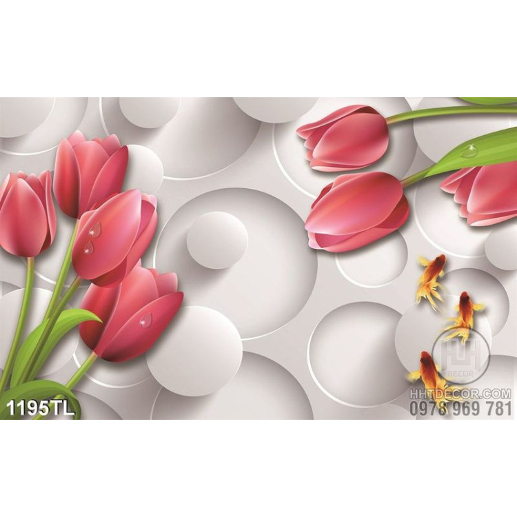 Tranh 3D hoa tulip trang trí treo tường đẹp