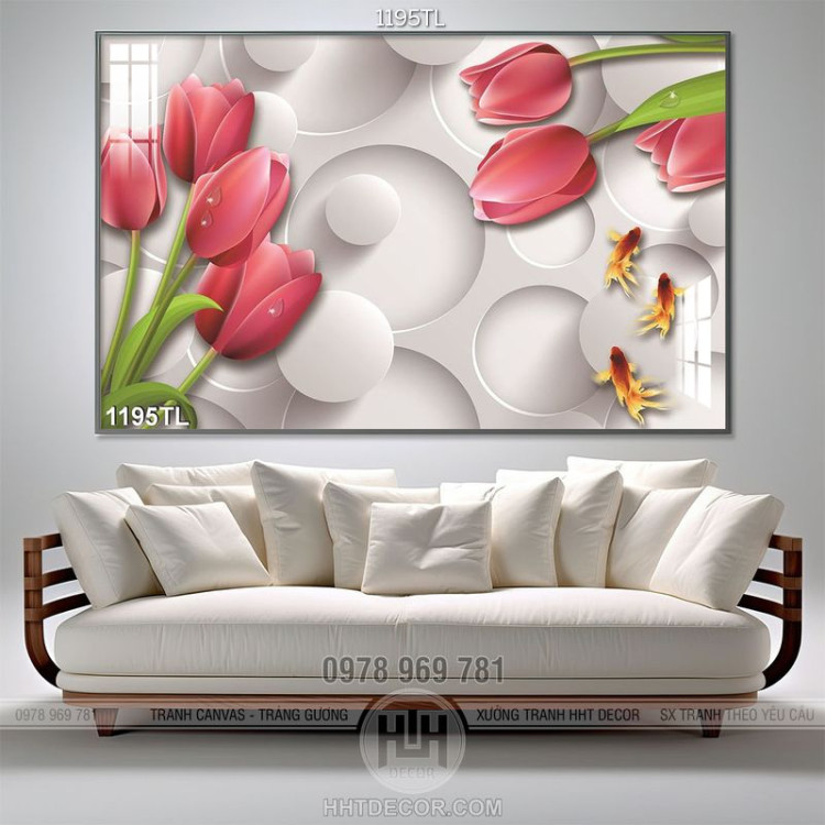 Tranh 3D hoa tulip trang trí treo tường đẹp