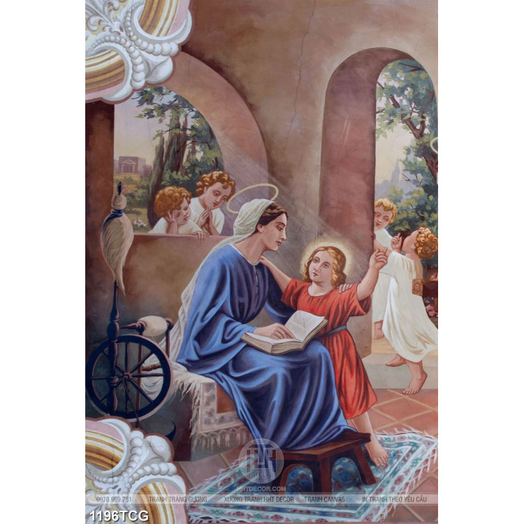 Tranh sơn dầu Mẹ Maria và Chúa GiêSu