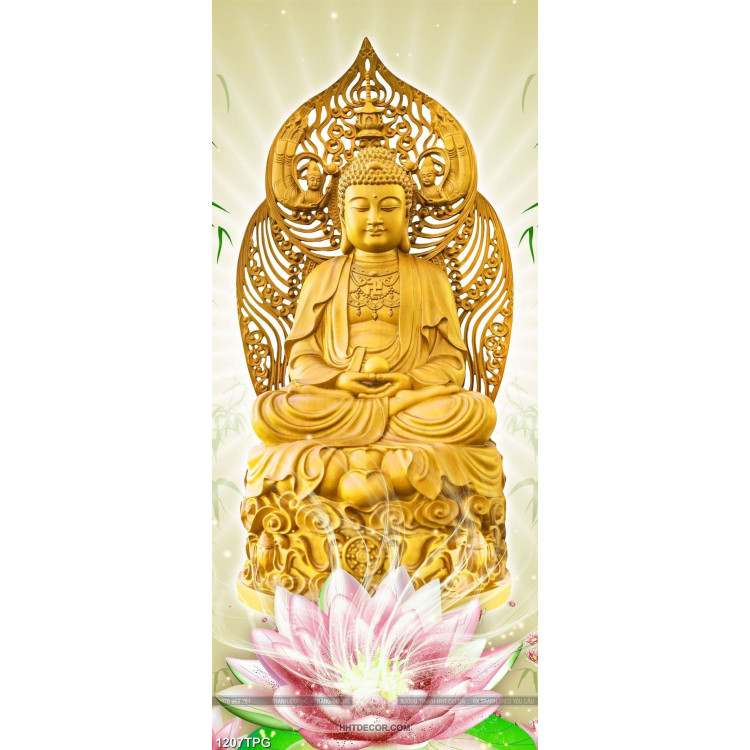 Tranh điêu khắc gỗ tượng Phật A Di Đà