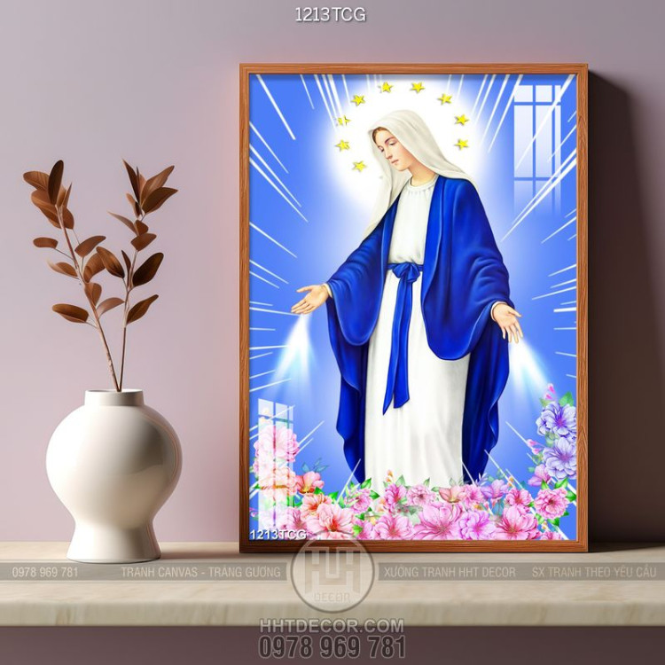 Tranh Mẹ Maria Nữ Vương Ban Sự Bình An file psd