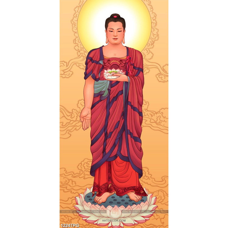 Tranh Phật A Di Đà in kính cao