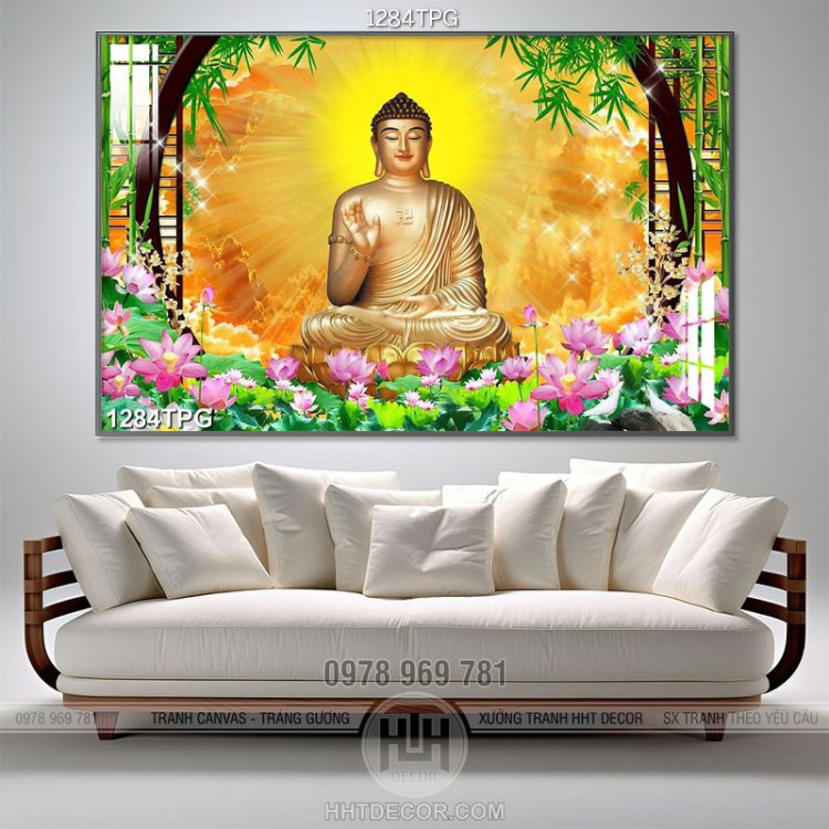 Tranh Phật A Di Đà và Sen