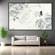 Tranh lụa 3D hoa hồng trang trí phòng khách