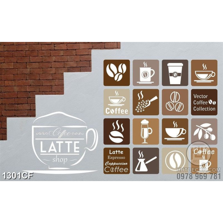 Tranh cà phê dán tường những khung hình vector tách cà phê