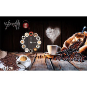 Tranh cà phê nghệ thuật chiếc bàn gỗ và những tách cà phê nóng