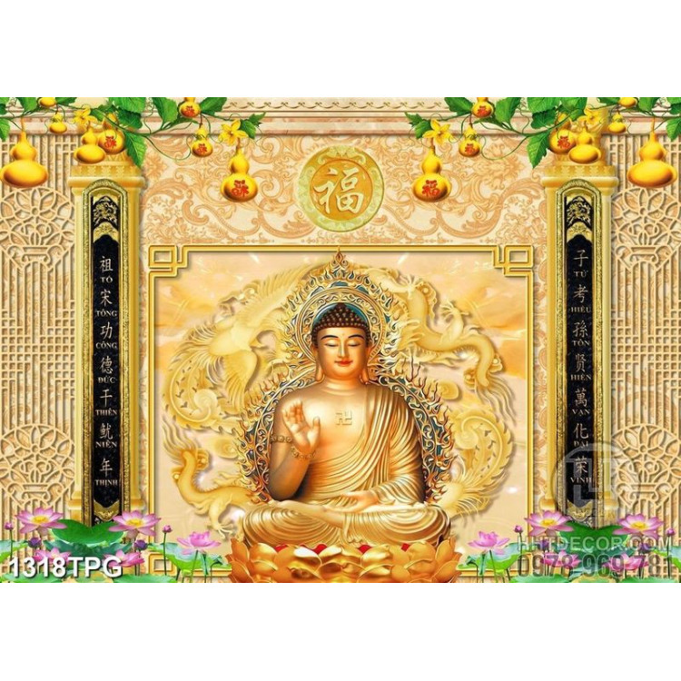 Tranh thờ Phật A Di Đà đẹp chất lượng