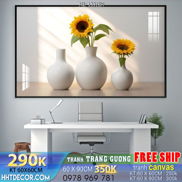 Tranh bình hoa decor đẹp decor tường nhà trang trí