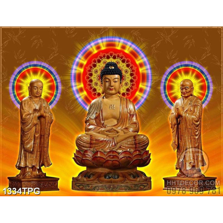 Tranh Phật A Di Đà và Địa Tạng Vương Bồ Tát