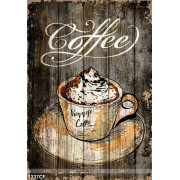 Tranh cà phê in uv tách cappuccino kem sữa thơm ngon trên bàn