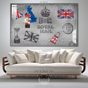 Tranh cà phê nghệ thuật lá cờ nước Anh xinh đẹp trên bức tường