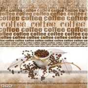 Tranh cà phê in 5d những chiếc lá mỏng và hạt cà phê căng tròn