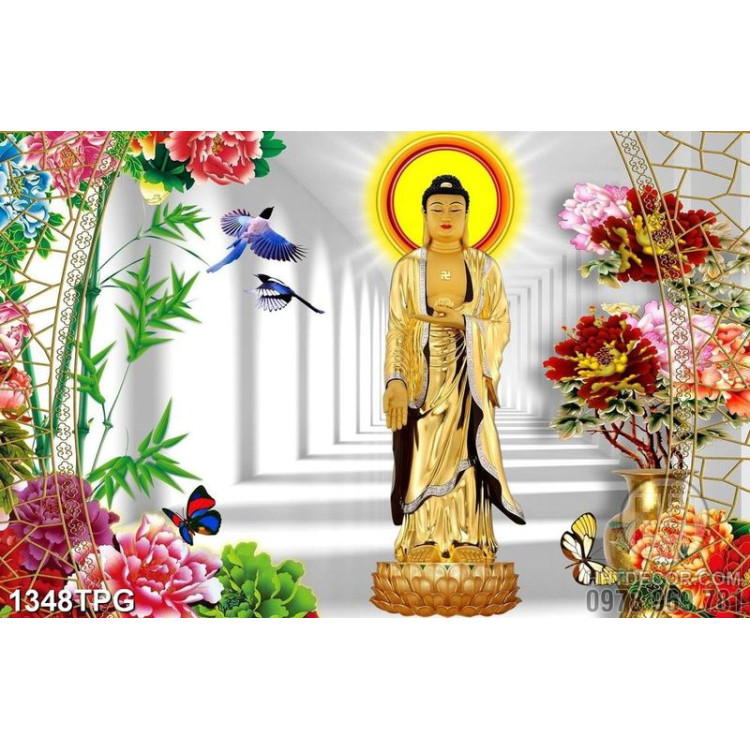 Tranh Phật A Di Đà bằng vàng đẹp