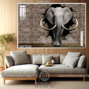 Tranh 3D chú voi in tường chất lượng cao