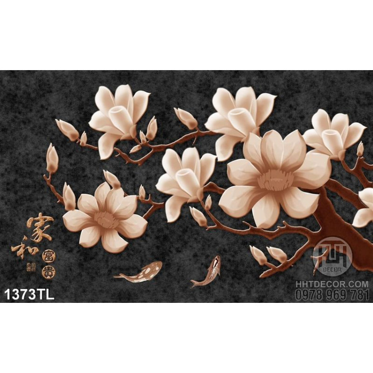 Tranh 3D hoa cổ điển trang trí tường