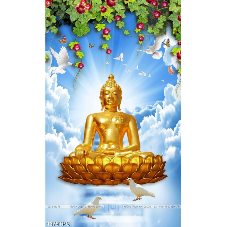 Tranh Phật A Di Đà mạ vàng chất lượng cao