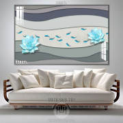 Tranh hoa sen và cá chép trang trí nội thất hiện đại