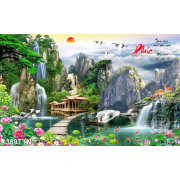 Tranh thư pháp phong cảnh hữu tình in 3D