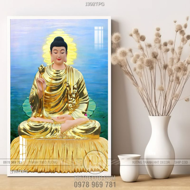 Tranh Tượng Phật Thích Ca mạ vàng kích thước lớn