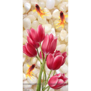 Tranh psd bếp vẽ hoa tulip khoe sắc