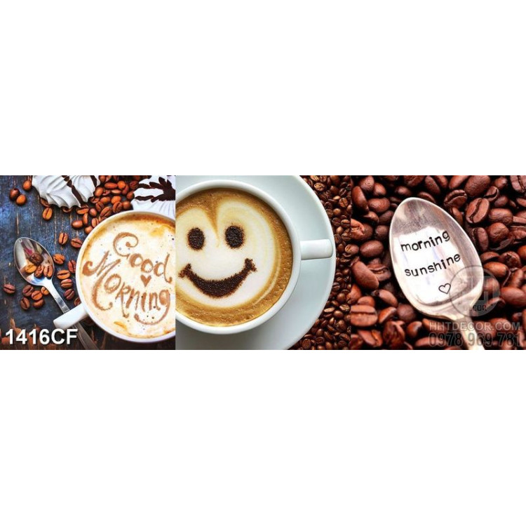 Tranh cà phê trang trí mặt cười trên tách cappuccino thơm ngon